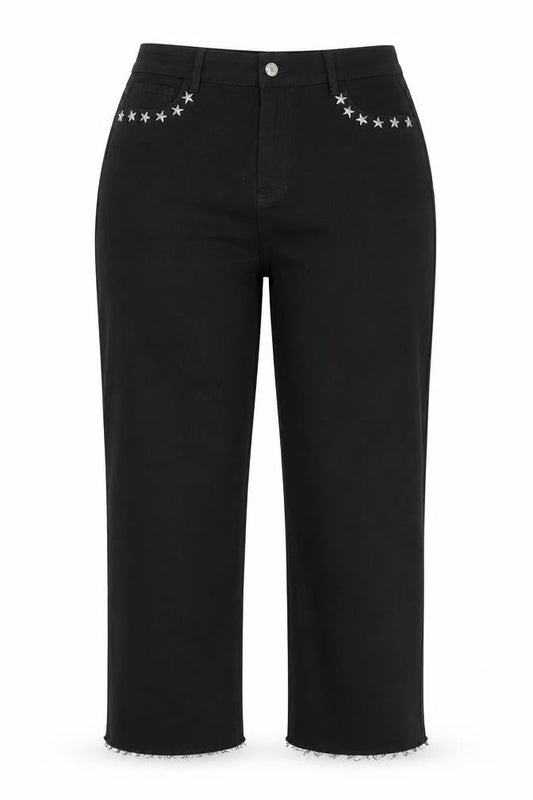 Minueto Women Black 2XL Straight Studded Jeans