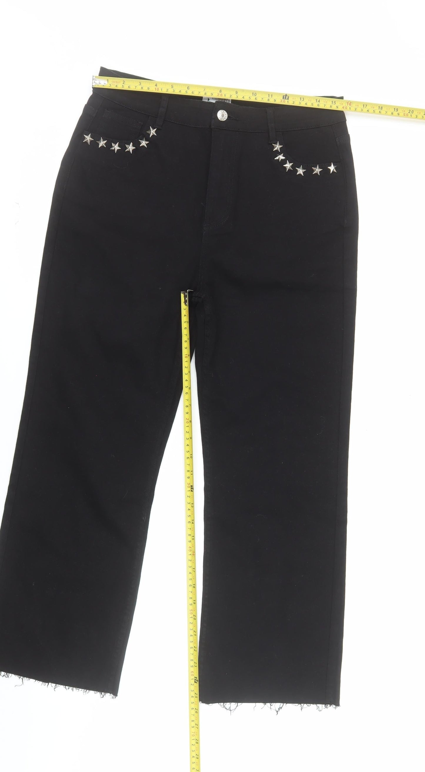 Minueto Women Black 2XL Straight Studded Jeans