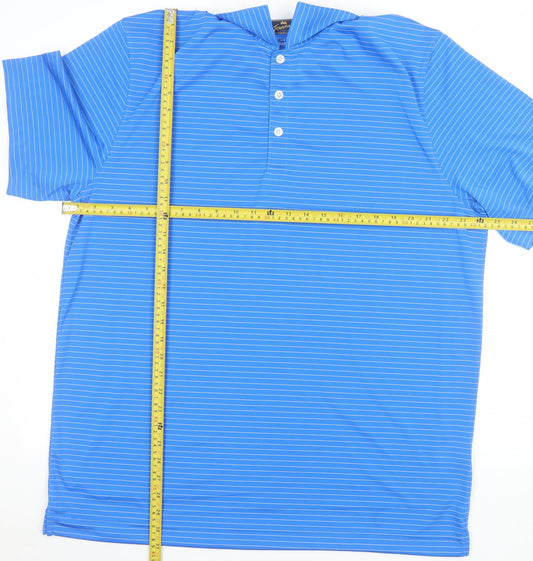 Tourney Men's Blue Striped Golf Polo Shirt Size L Regular Fit
