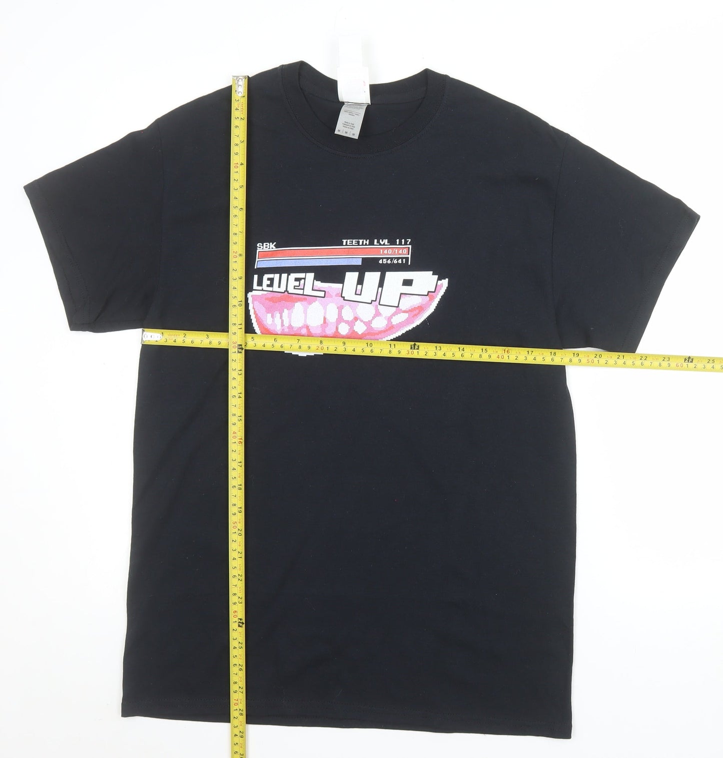Level Up Black Graphic T-Shirt Men’s Medium 100% Cotton Retro Gaming Style