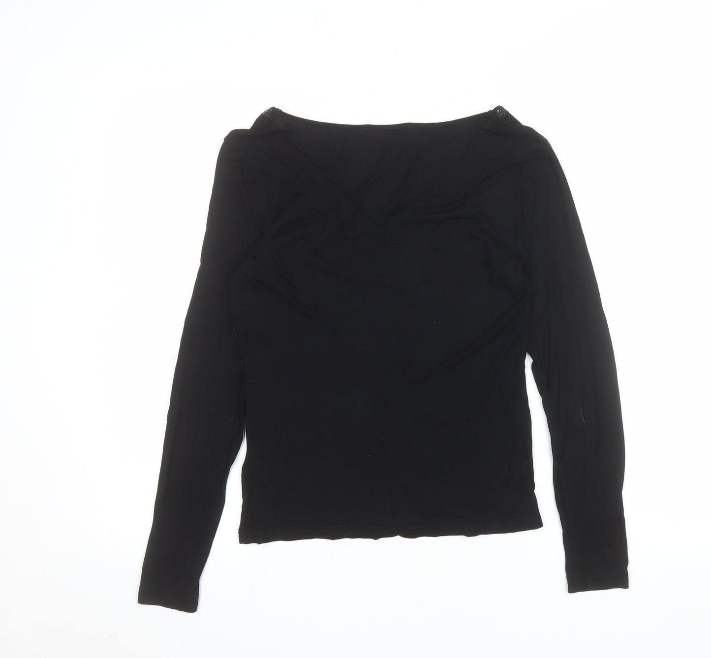 Cable & Gauge Women's Black Beaded Tunic Blouse Size S Long Sleeve