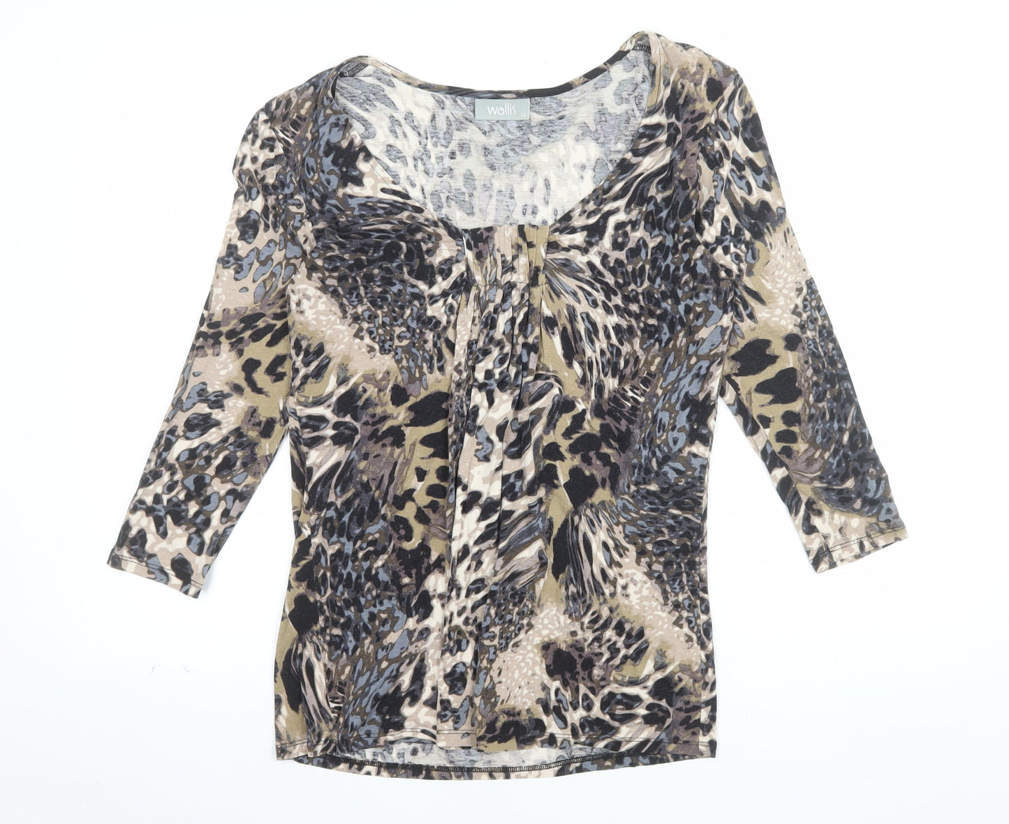 Wallis Women's Multicoloured Animal Print 3/4 Sleeve Tunic Top Size 12