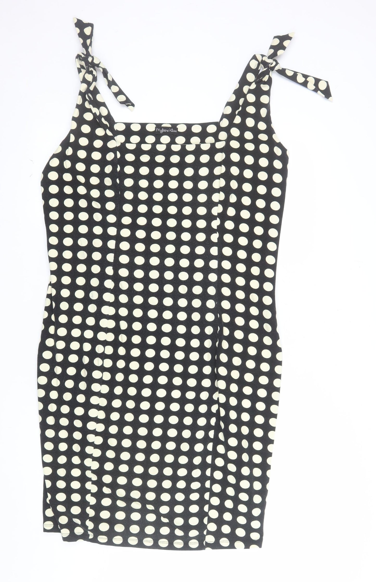 Myleene Klass Women Black Polka Dot Sleeveless Bodycon Dress Size 18