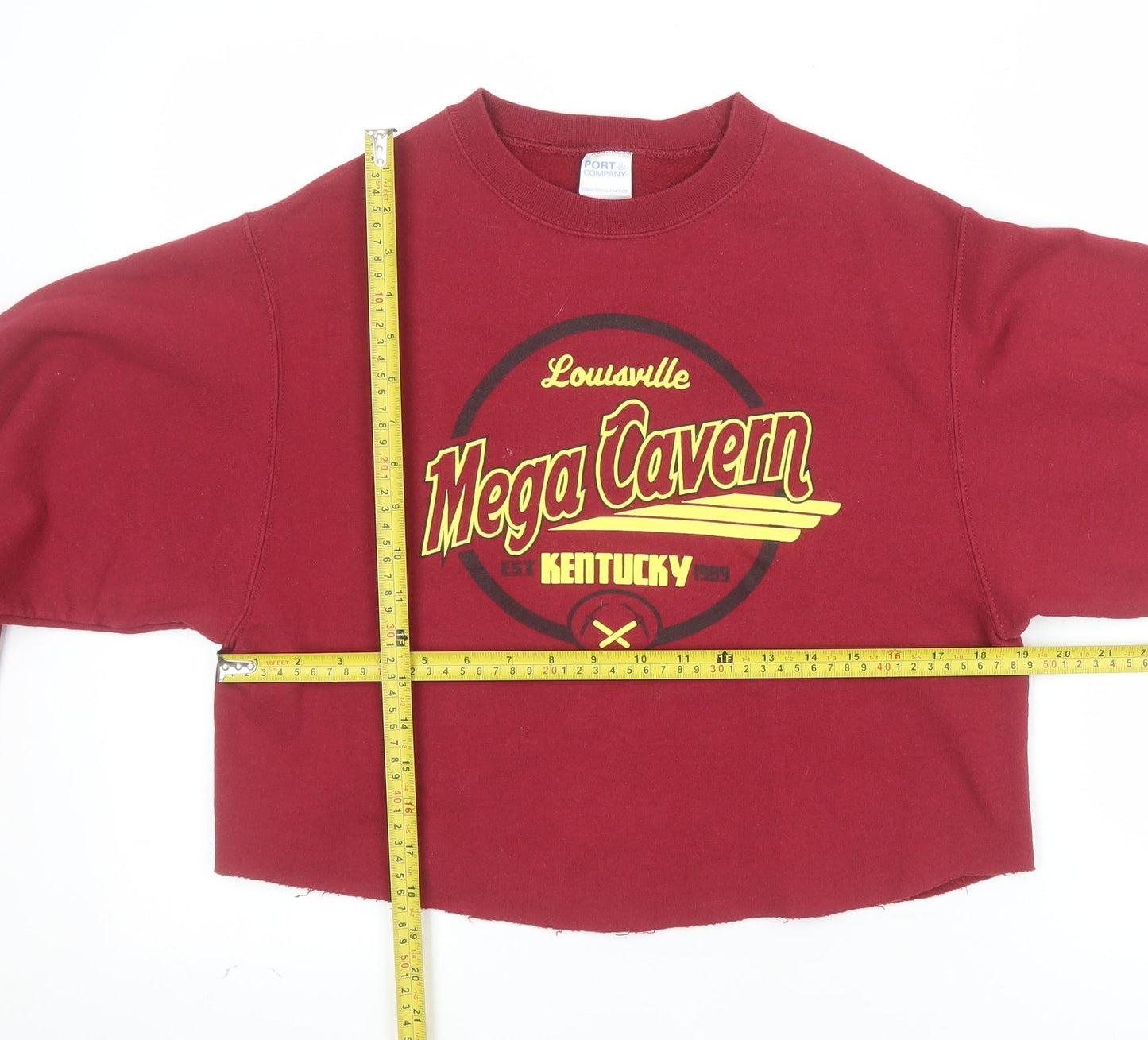 Port & Company Womens Burgundy Graphic Cropped Pullover Sweatshirt S
