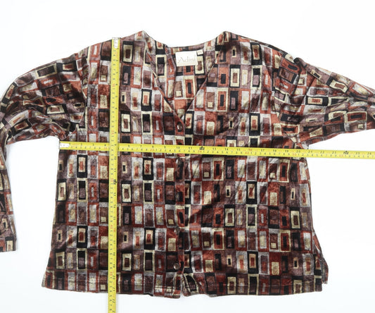 Adini Women’s Multicoloured Geometric Viscose Velvet Button-Up L Tunic Top