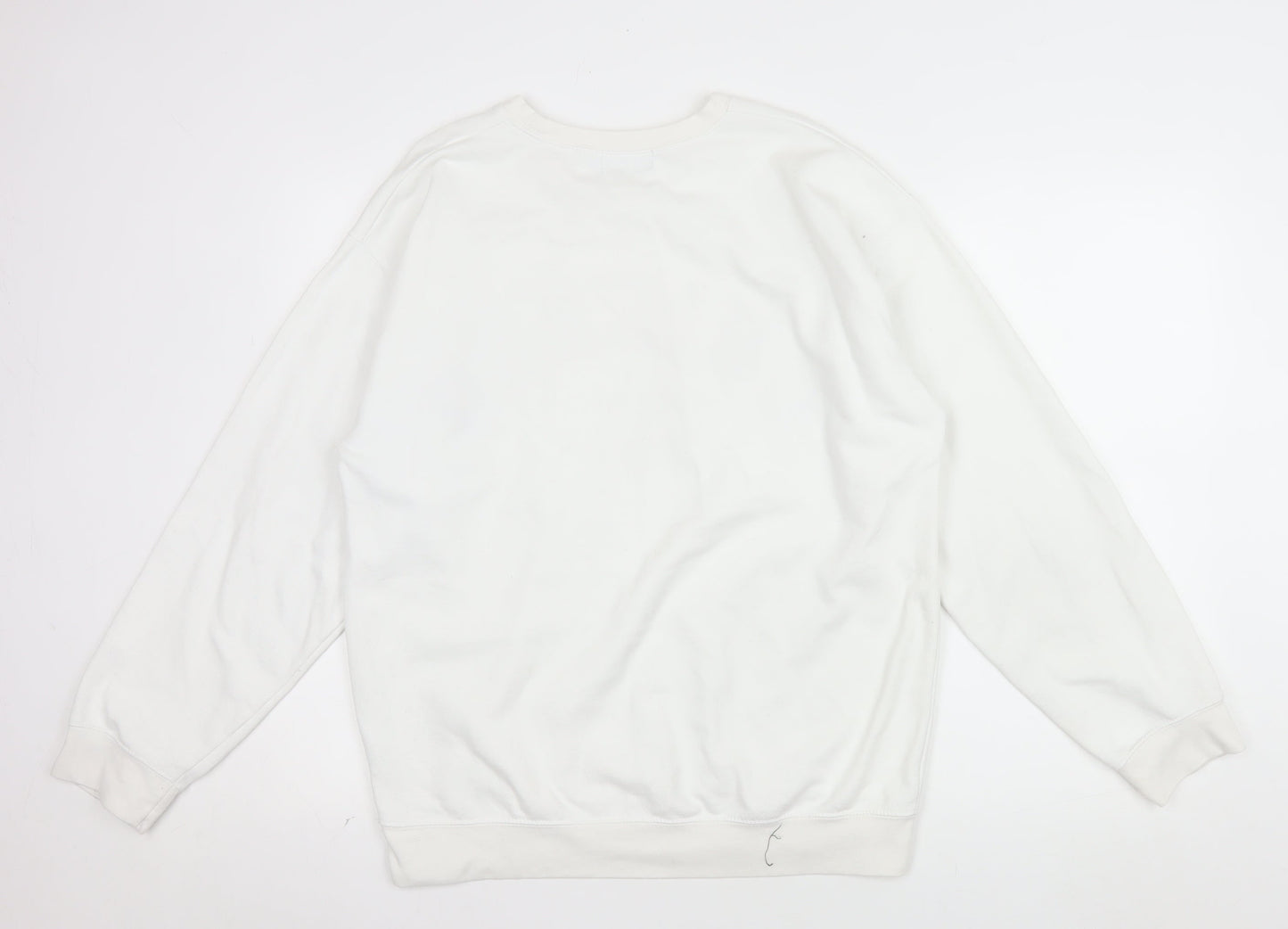 boohooMAN Unisex White Chicago Graphic Pullover Sweatshirt Size M