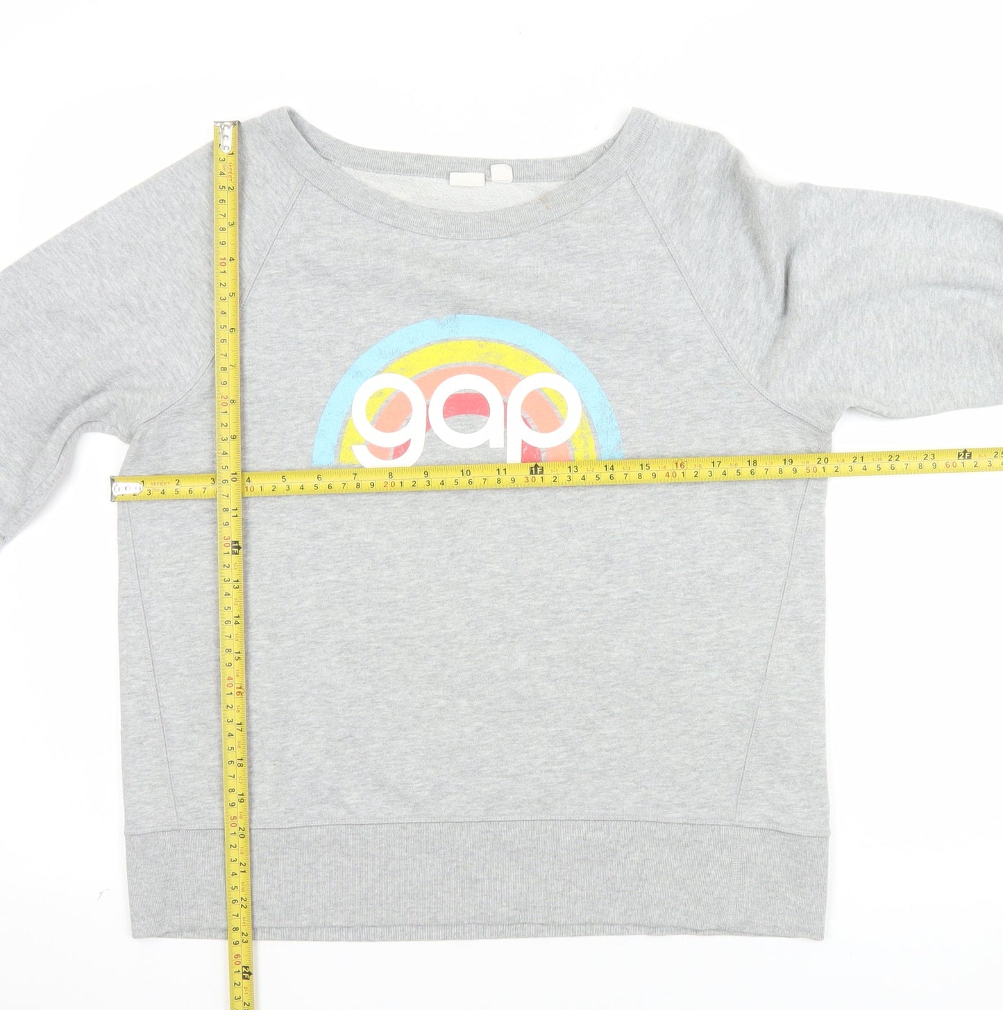 GAP Women Grey Logo Rainbow Pullover Sweatshirt M