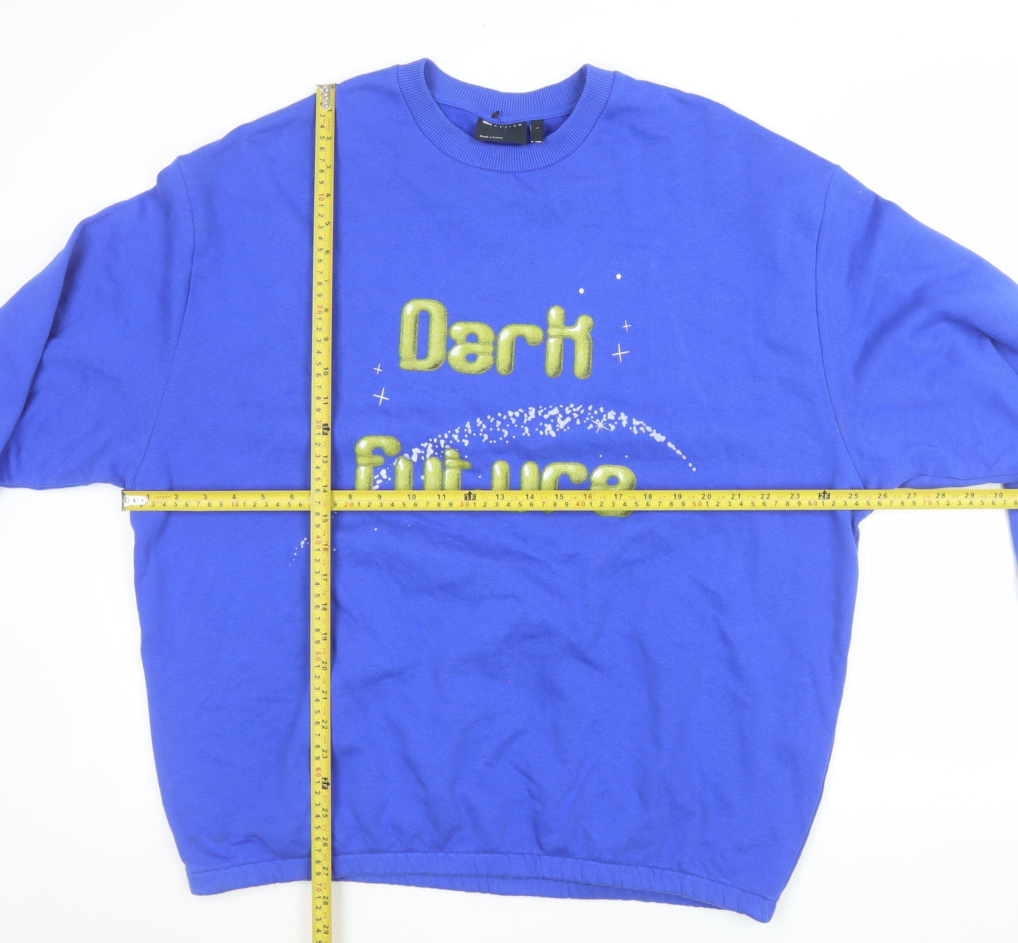 ASOS DESIGN Men's Blue Graphic 'Dark Future' Sweatshirt Size L