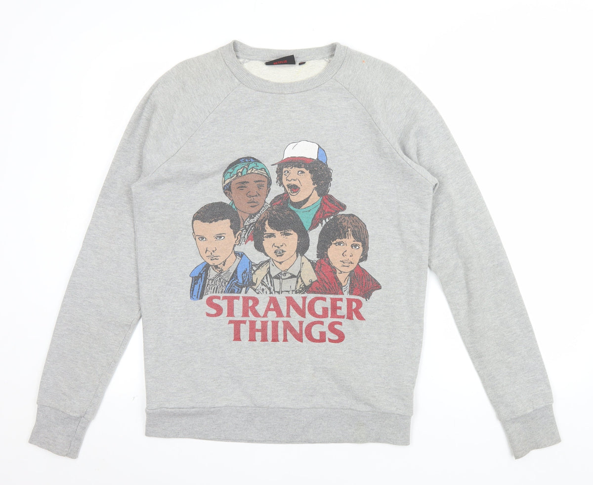 Stranger Things Unisex Grey XS Pullover Sweatshirt Graphic Print