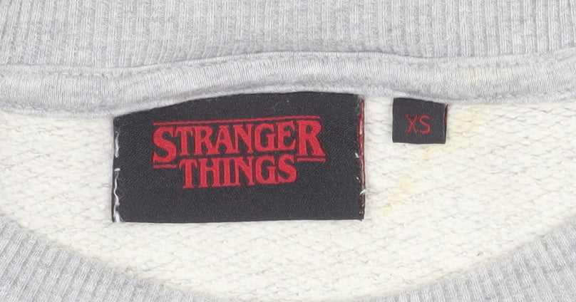 Stranger Things Unisex Grey XS Pullover Sweatshirt Graphic Print