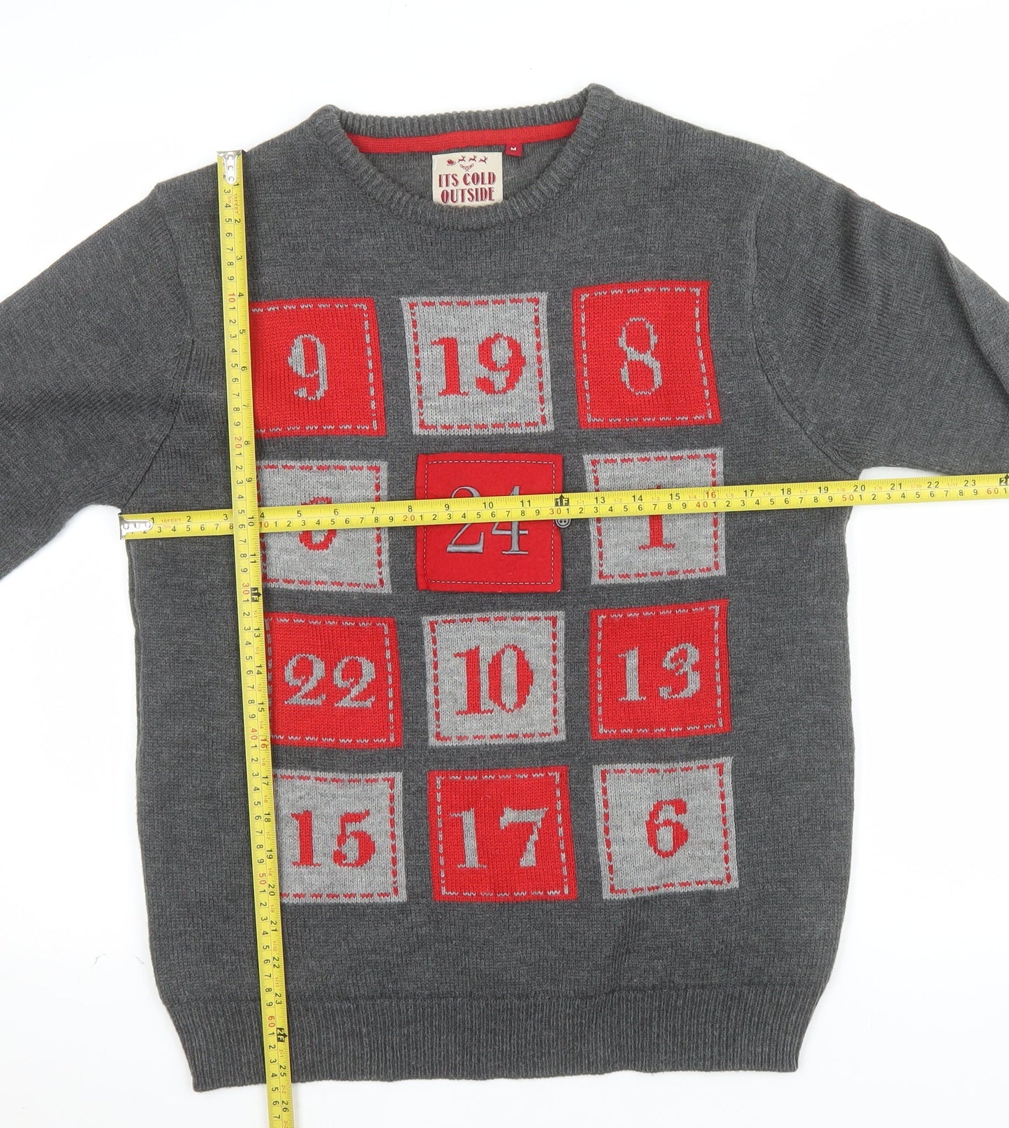 Its Cold Outside Men's Grey Christmas Crew Neck Jumper M