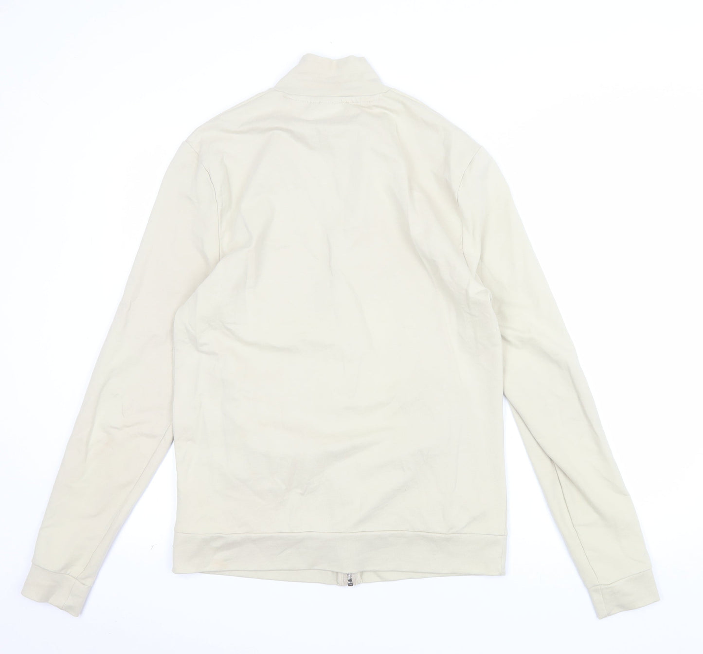 ASOS Men Beige Full Zip Sweatshirt Medium High Neck Cotton Blend