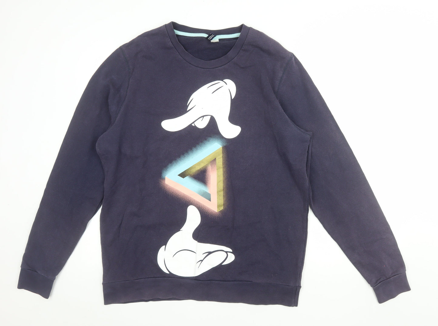 H&M Men Blue Disney Cartoon Graphic Print XL Pullover Sweatshirt