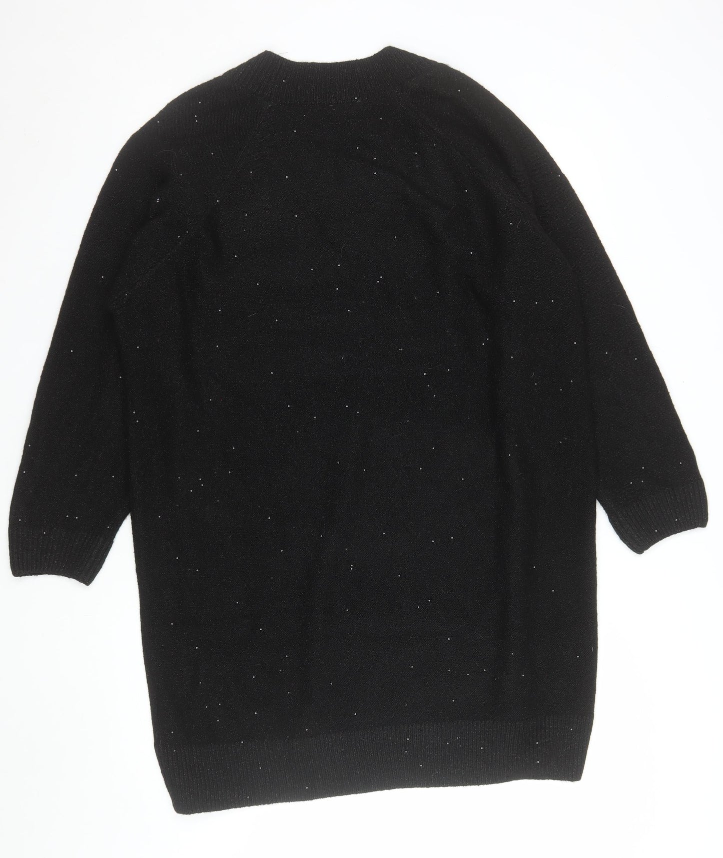 Beloved Women Black XL V-Neck Short Sleeve Sparkle Pullover Jumper