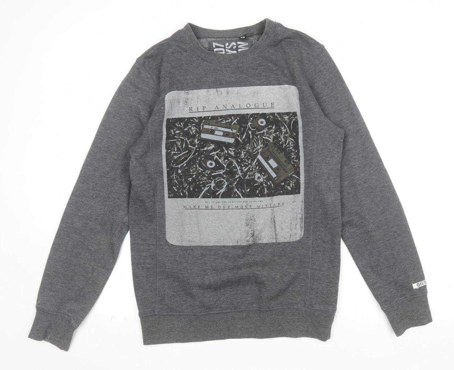 FCT07 Guys Crew Mens Grey XS Pullover Sweatshirt Graphic Print