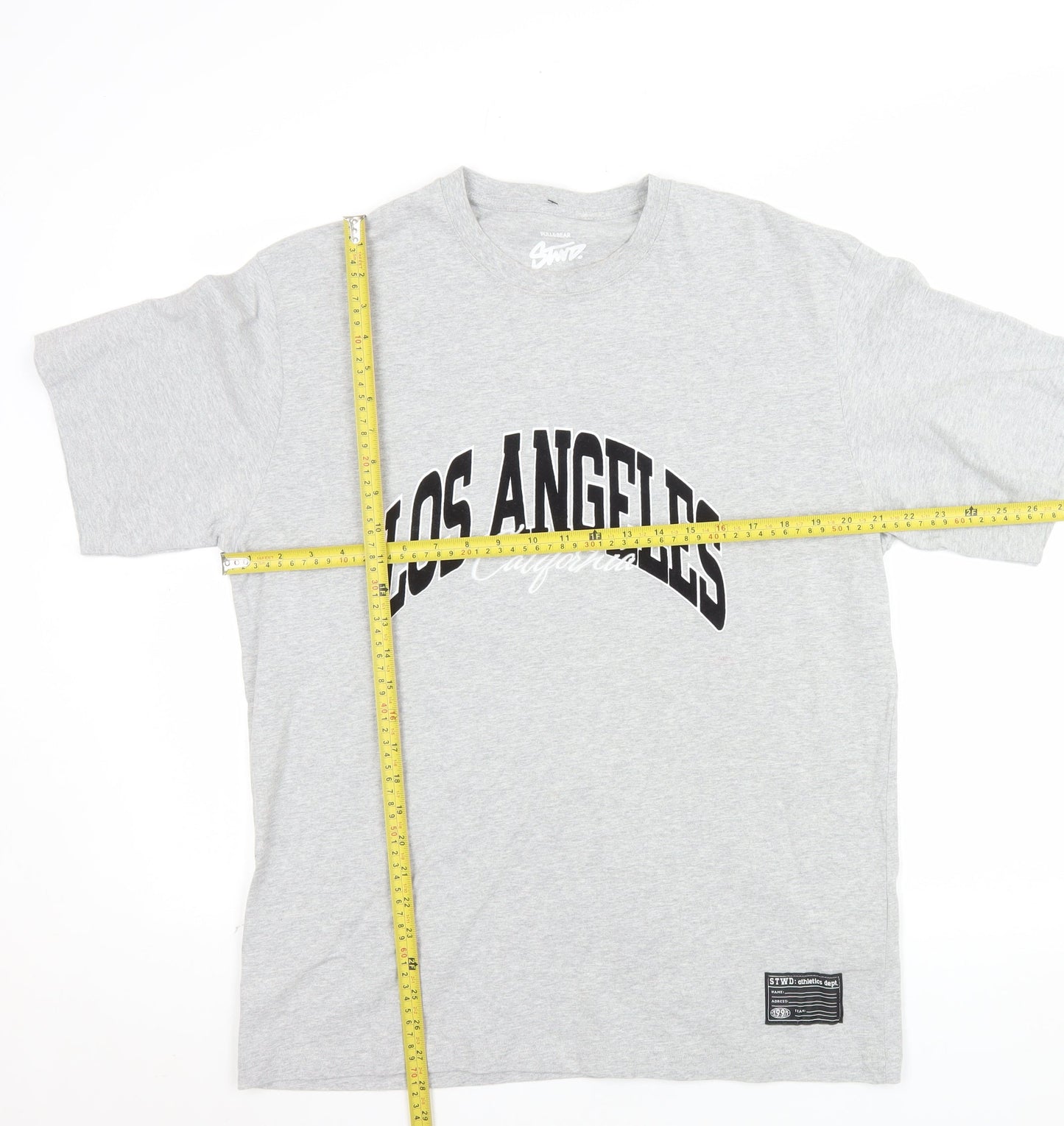 Pull & Bear Men's Grey Los Angeles Graphic Cotton T-Shirt L