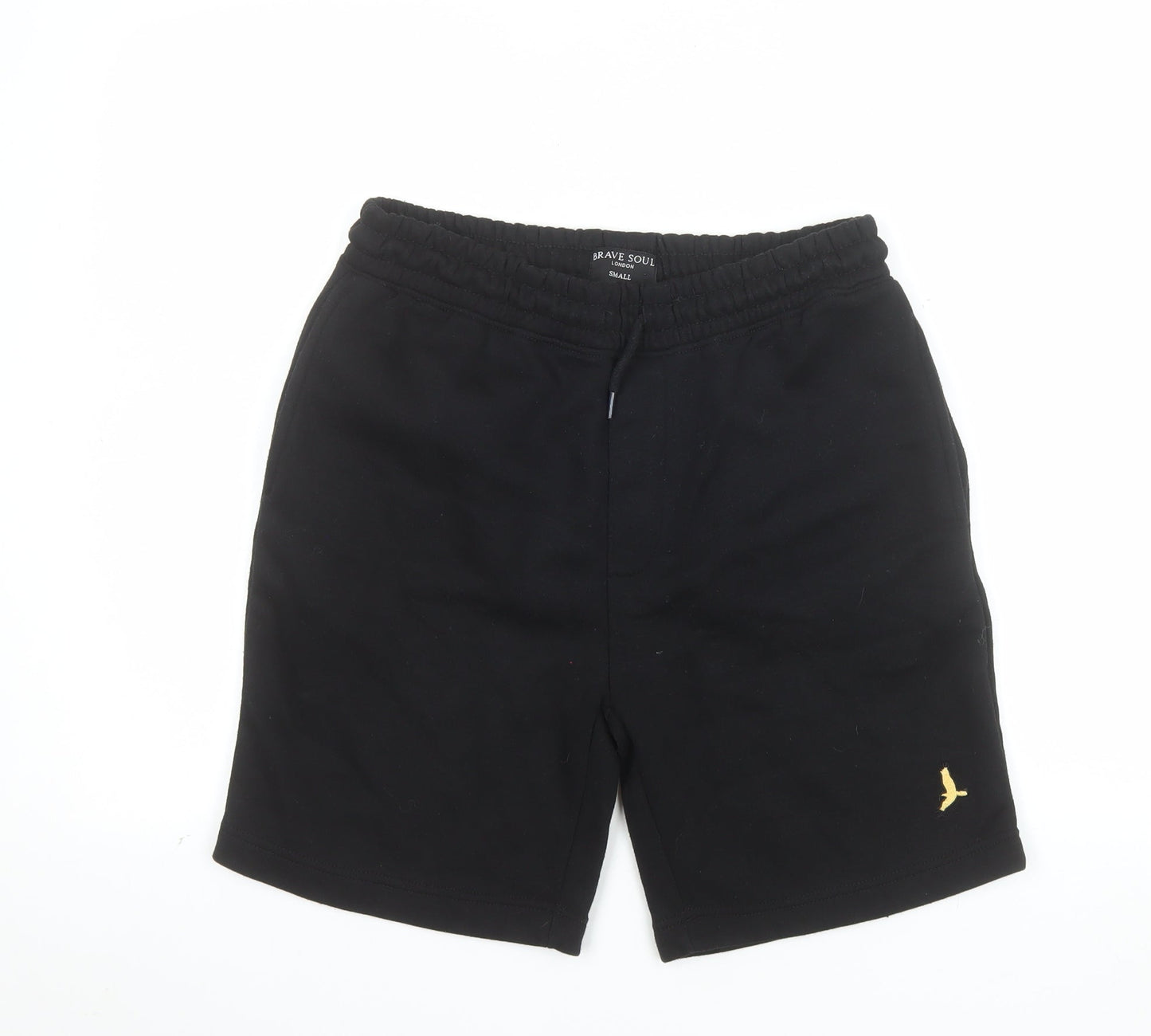 Brave Soul Men's Black Small Sweat Shorts Elastic Waist Casual