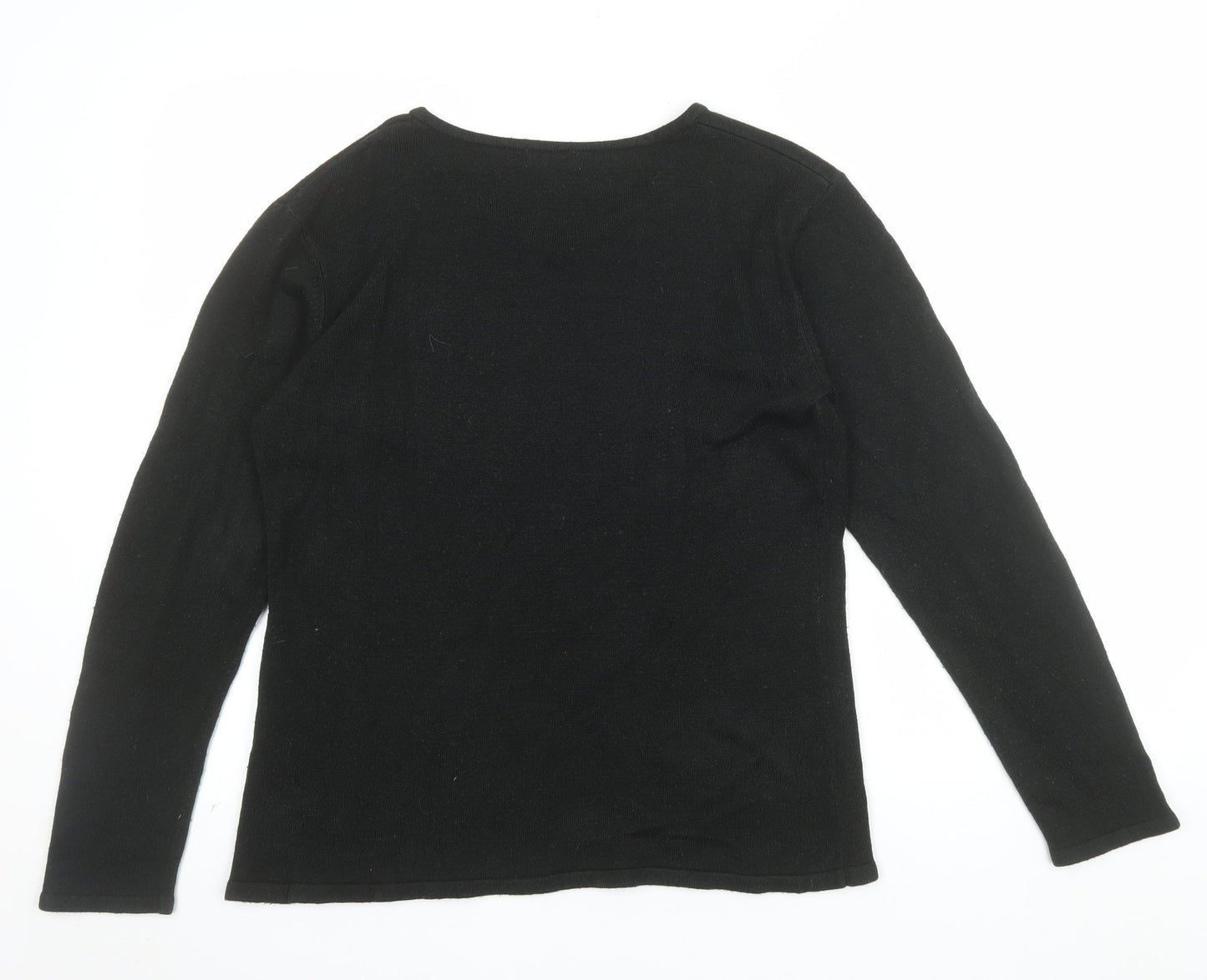 Damart Women’s Black Sequin V-Neck Acrylic Pullover Jumper Size S