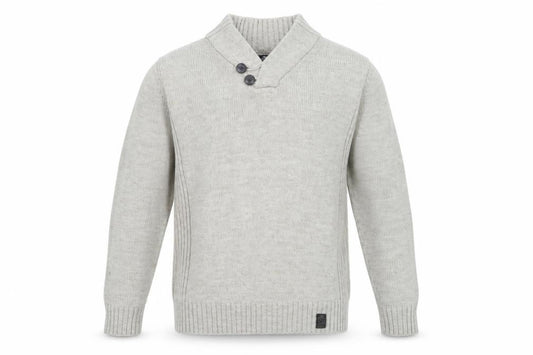 Ambrose Brand & Co Men's Beige Wool Blend Shawl Neck Pullover Jumper M