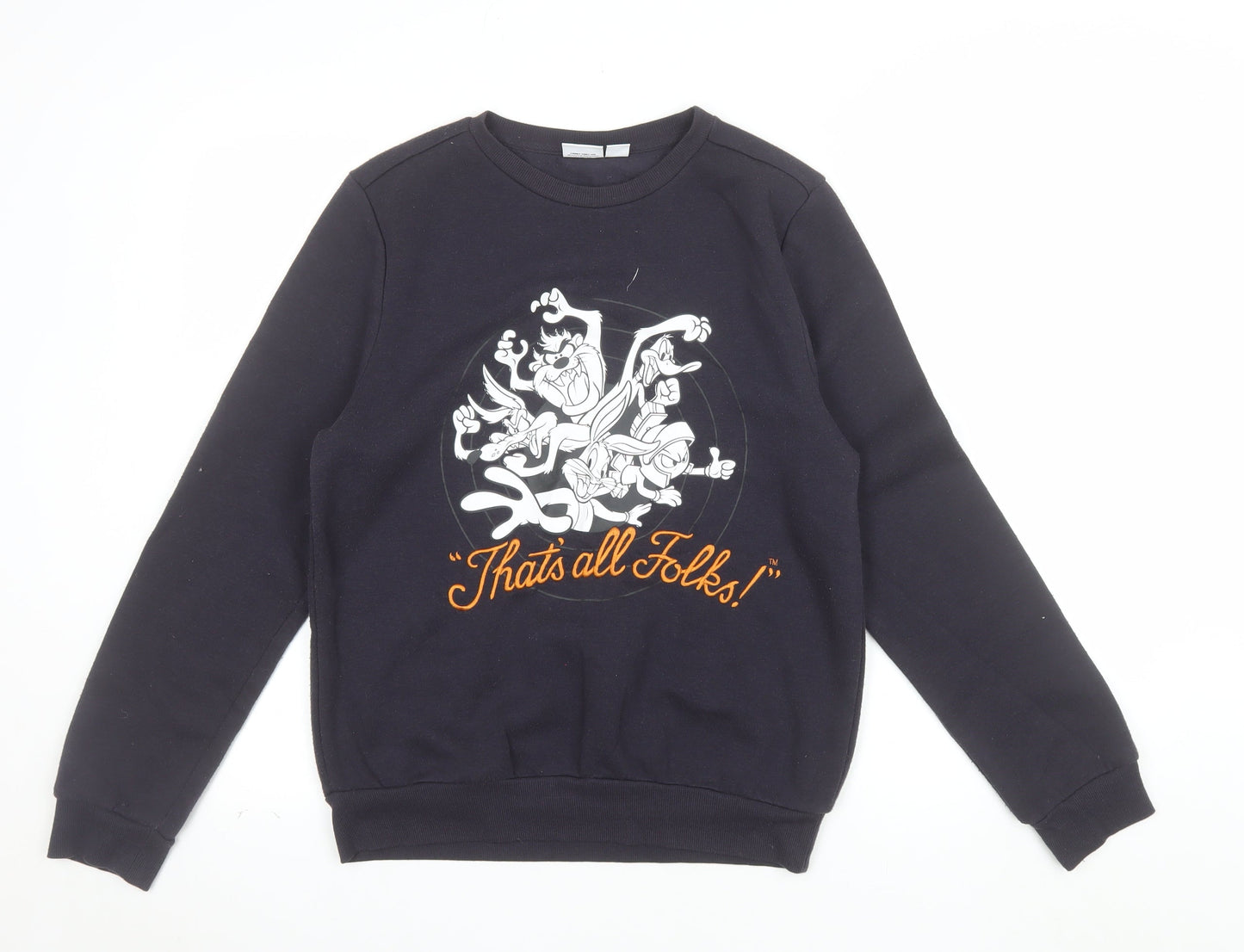 Looney Tunes Womens Black XS Pullover Sweatshirt Taz Graphic