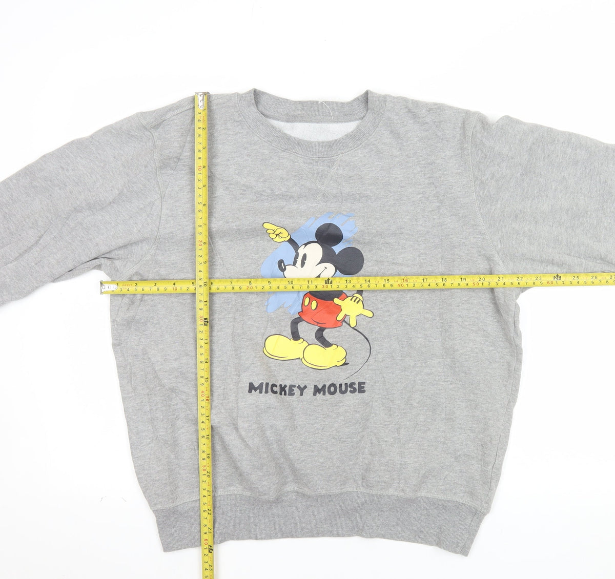 GU Men's Grey Mickey Mouse Graphic Pullover Sweatshirt Size L
