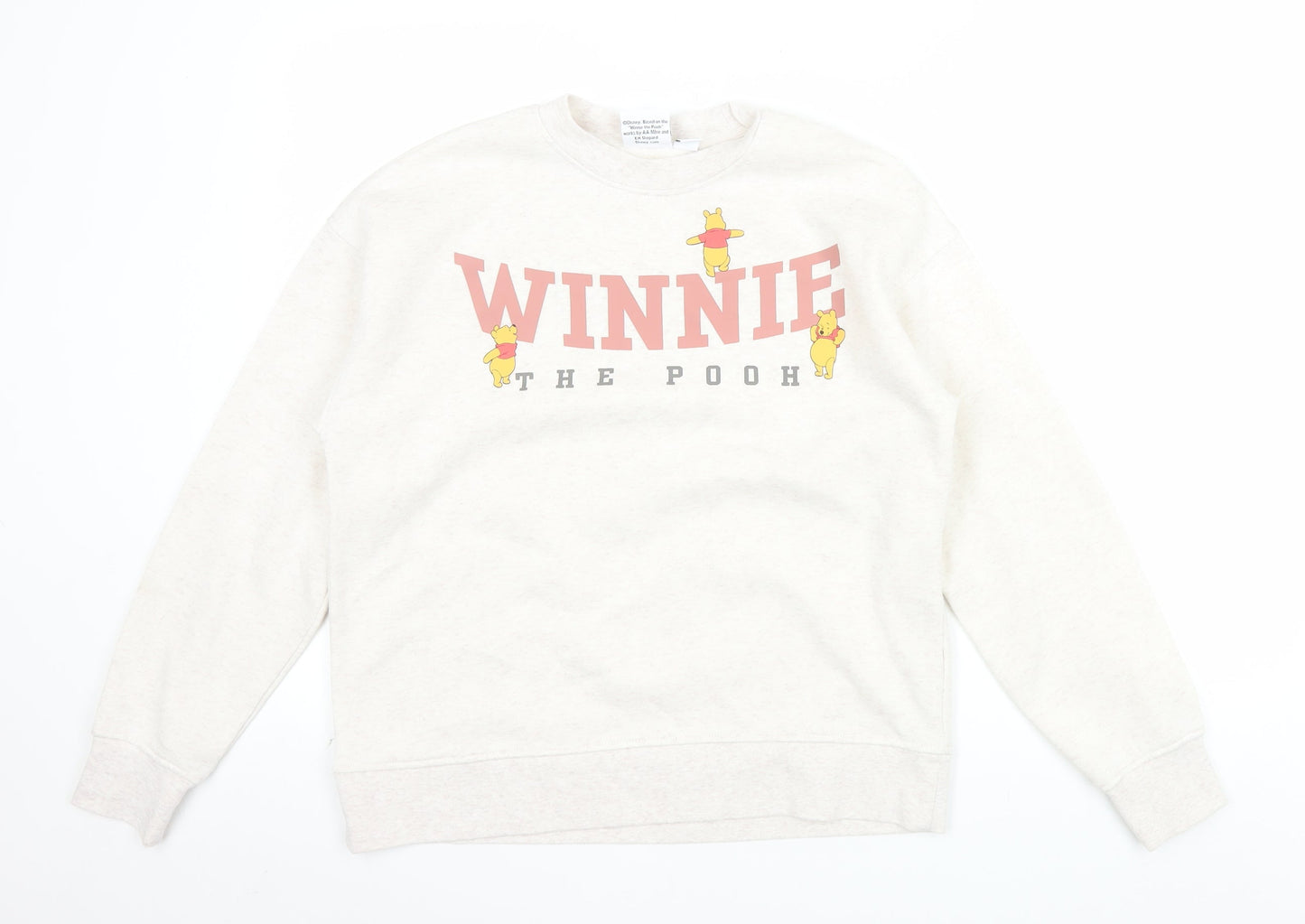 Disney Women Beige Winnie The Pooh Sweatshirt Size 8 Regular Fit