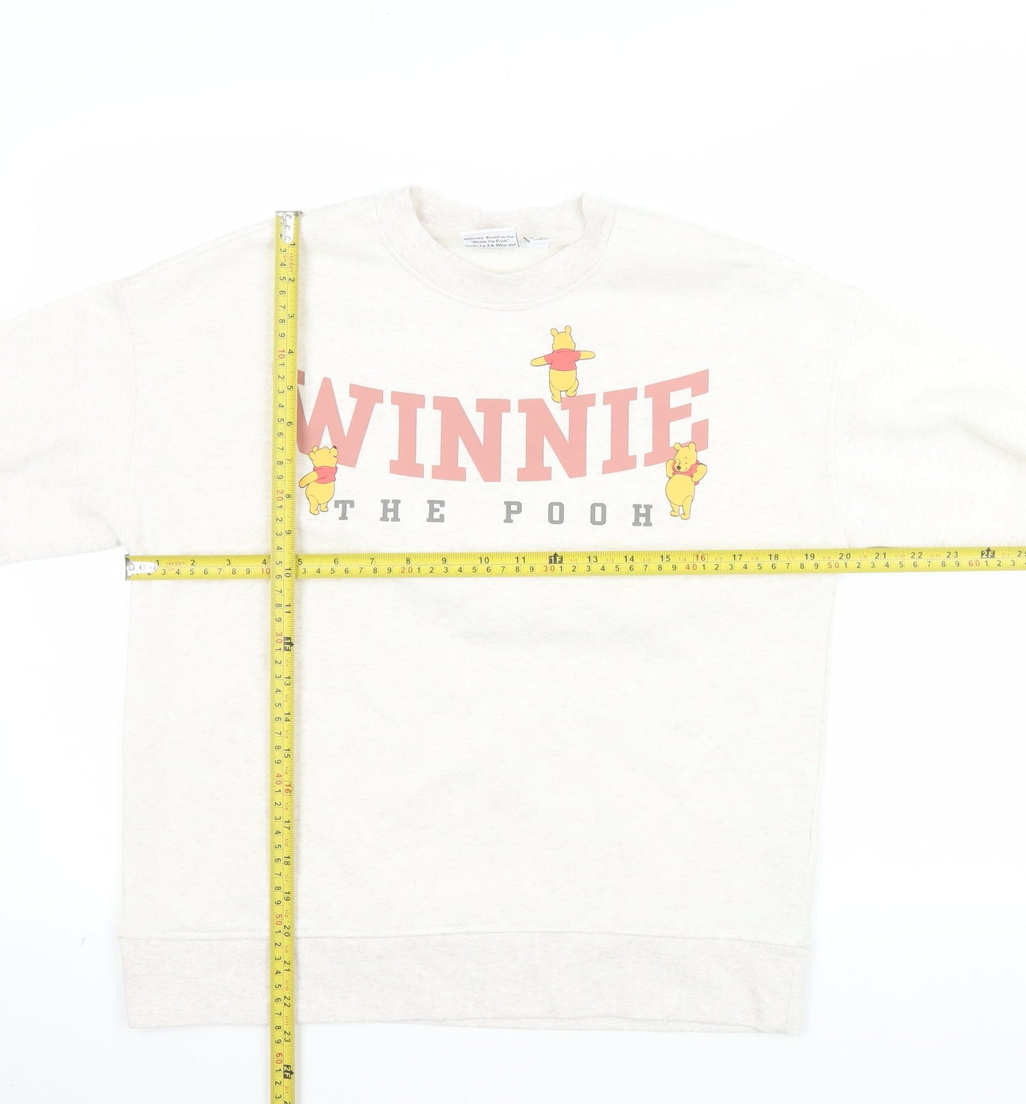 Disney Women Beige Winnie The Pooh Sweatshirt Size 8 Regular Fit