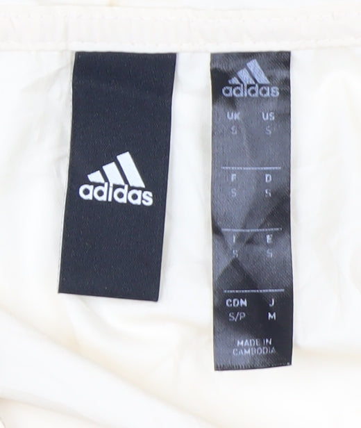 Adidas Men’s Ivory Hooded Windbreaker Jacket S Lightweight Sports