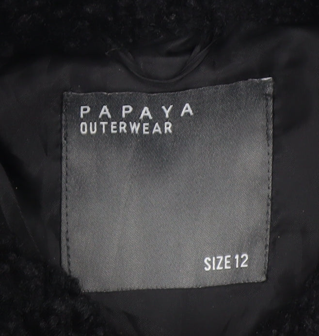 Papaya Women's Black Faux Shearling Biker Jacket Size 12