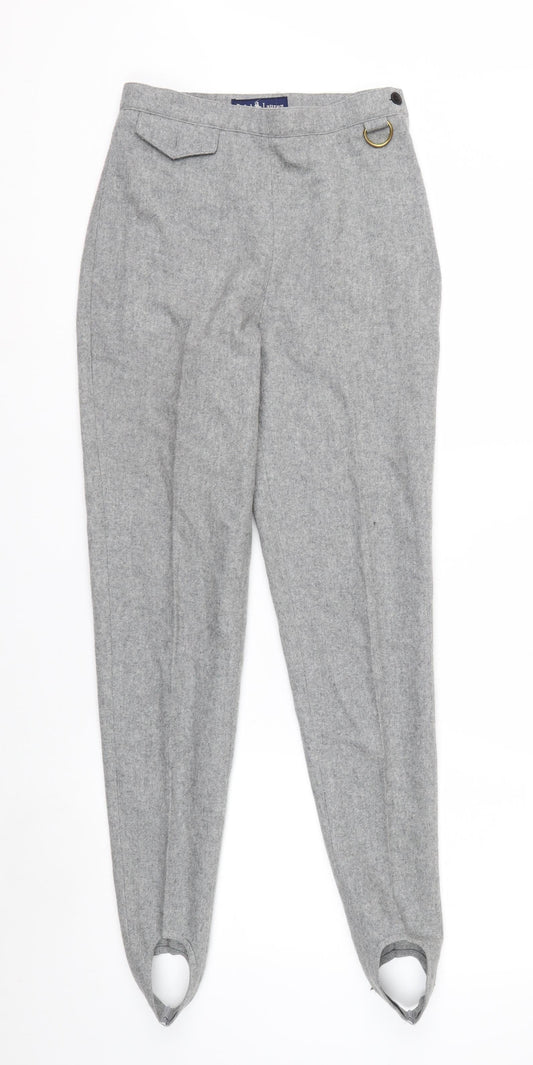 Ralph Lauren Women's Grey Wool Tapered Stirrup Trousers Size 4