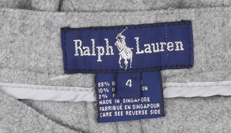 Ralph Lauren Women's Grey Wool Tapered Stirrup Trousers Size 4