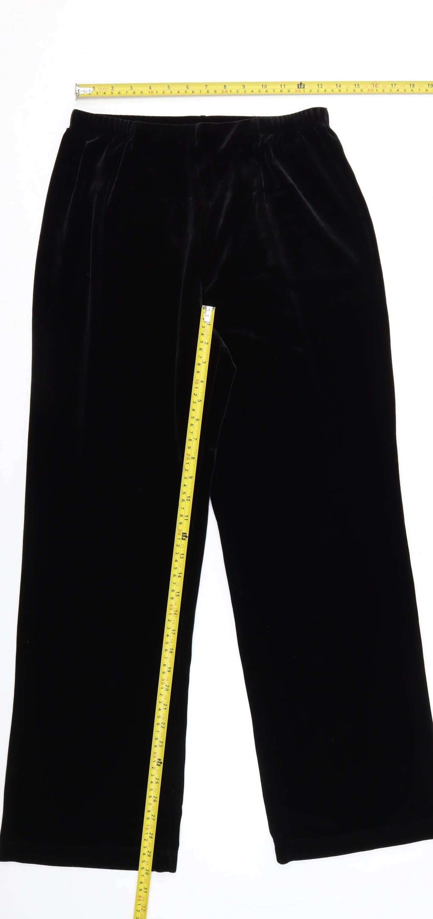 White Stag Women's Black Velvet Straight Leg Trousers Size M 8/10