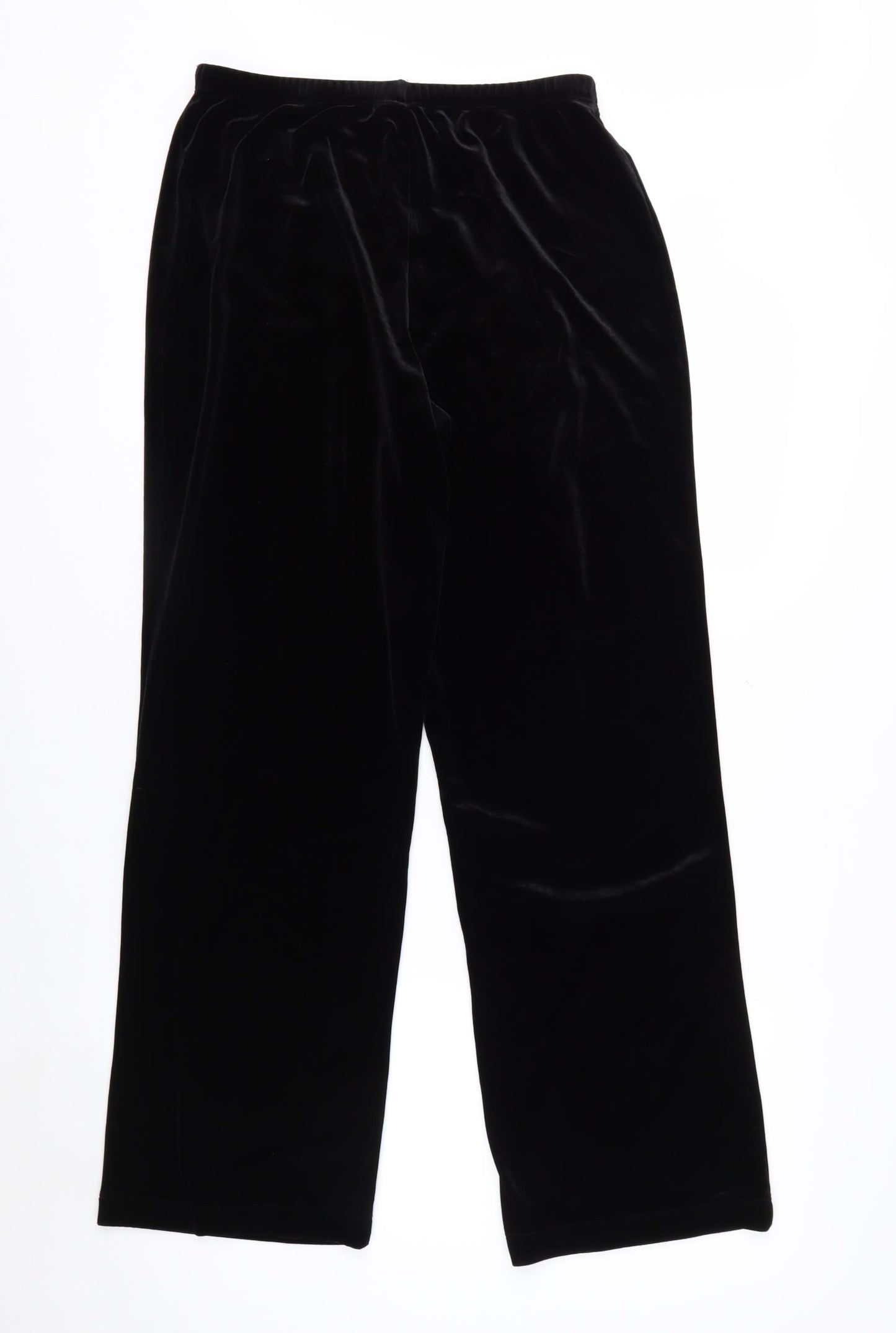 White Stag Women's Black Velvet Straight Leg Trousers Size M 8/10