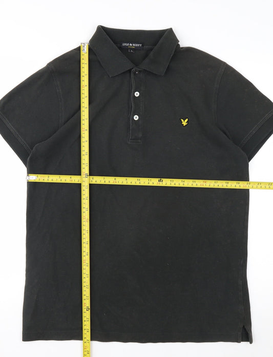 Lyle & Scott Men's Black Cotton Polo Shirt Size L Classic Fit