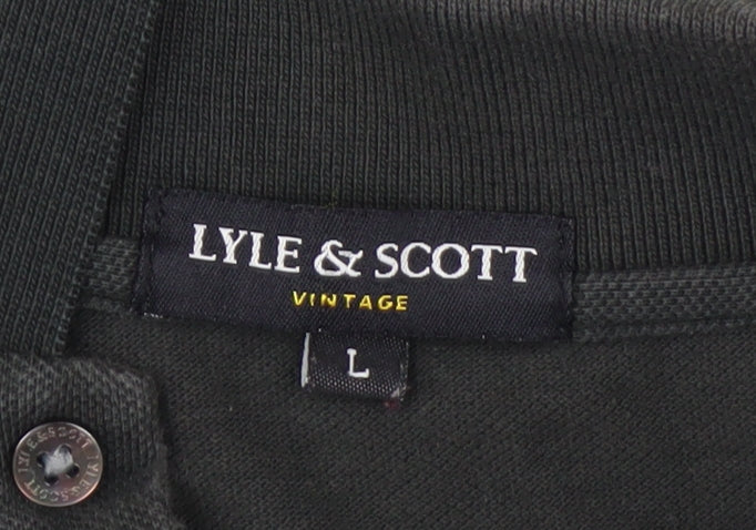 Lyle & Scott Men's Black Cotton Polo Shirt Size L Classic Fit