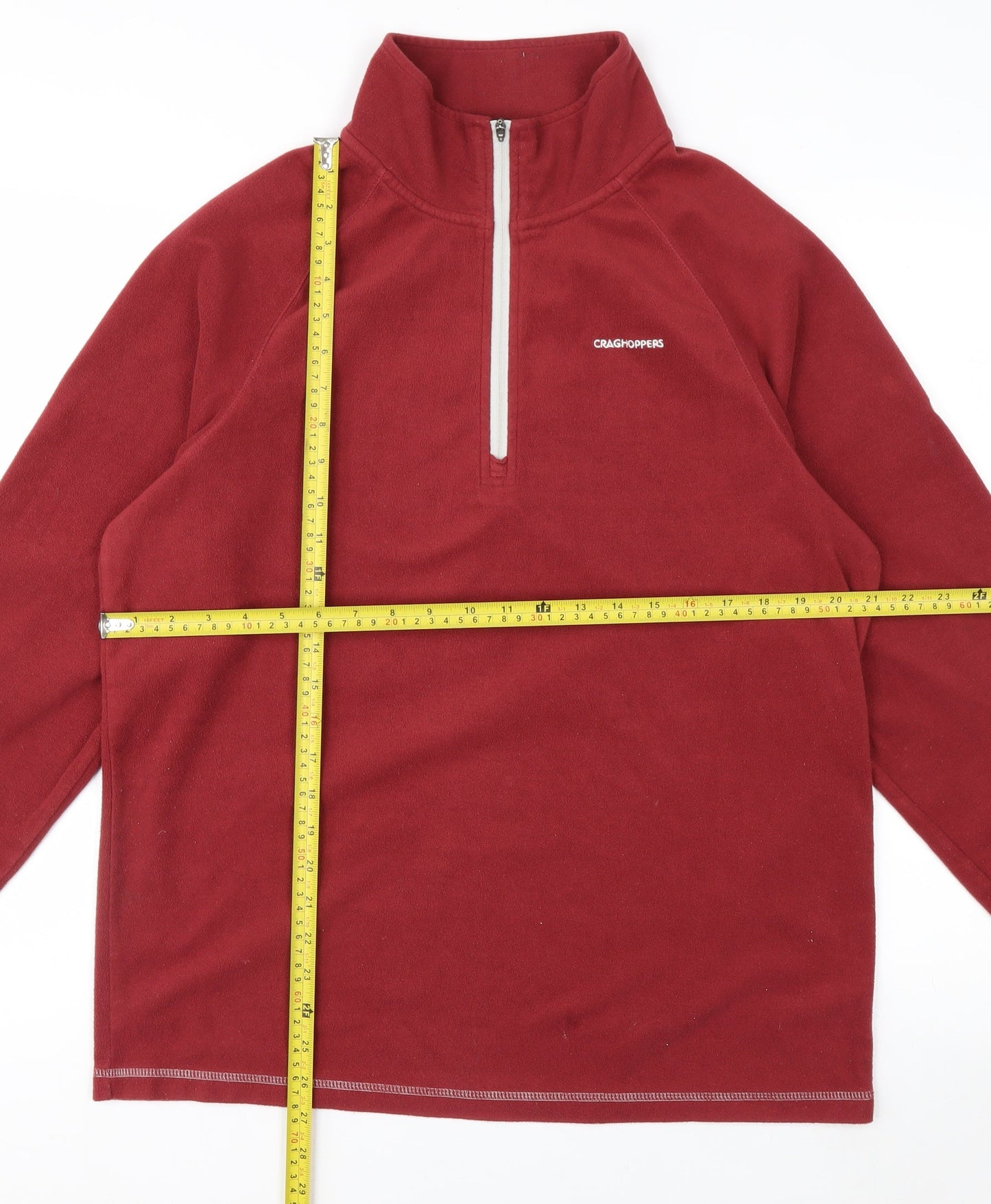 Craghoppers Mens Red 1/2 Zip Fleece Sweatshirt Size L Outdoor Pullover