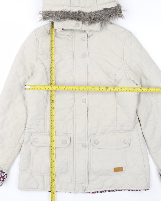 Trespass Women Beige Quilted Hooded Mid-Length Jacket UK 10