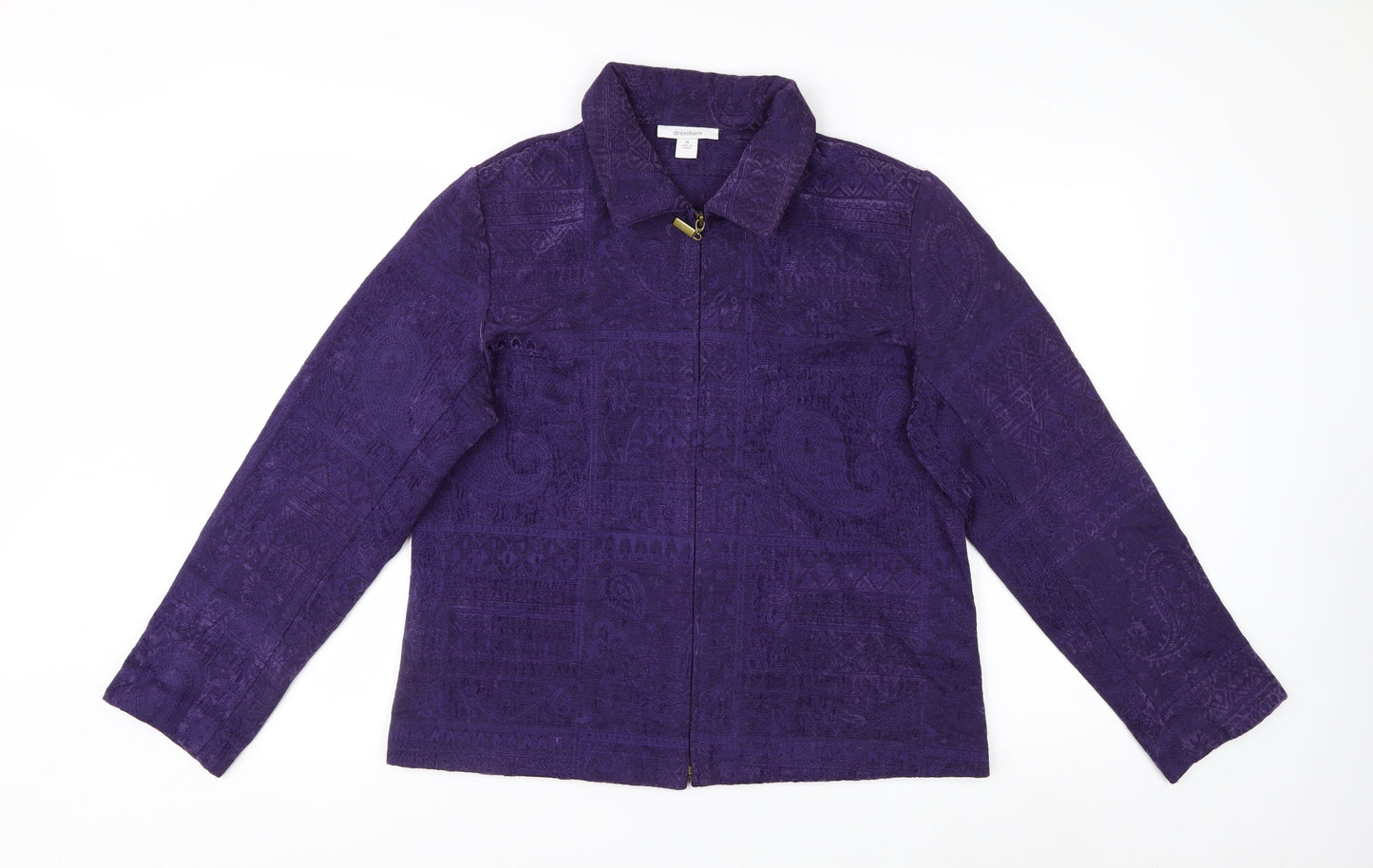 Dressbarn Women's Purple Zip Front Classic Jacket Size M Polyester Blend