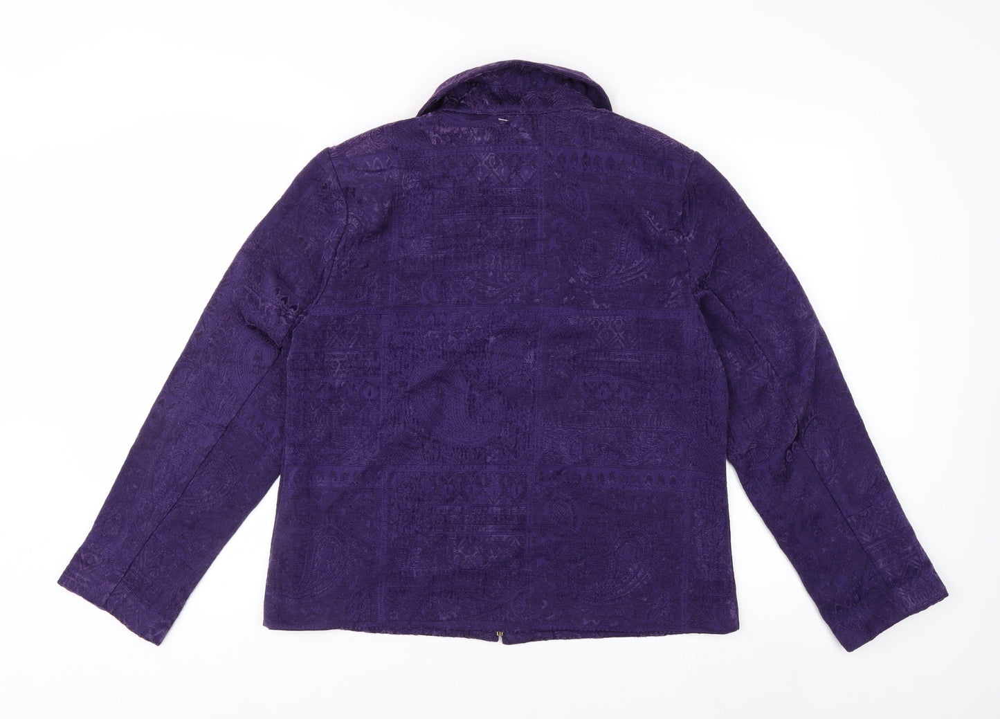 Dressbarn Women's Purple Zip Front Classic Jacket Size M Polyester Blend