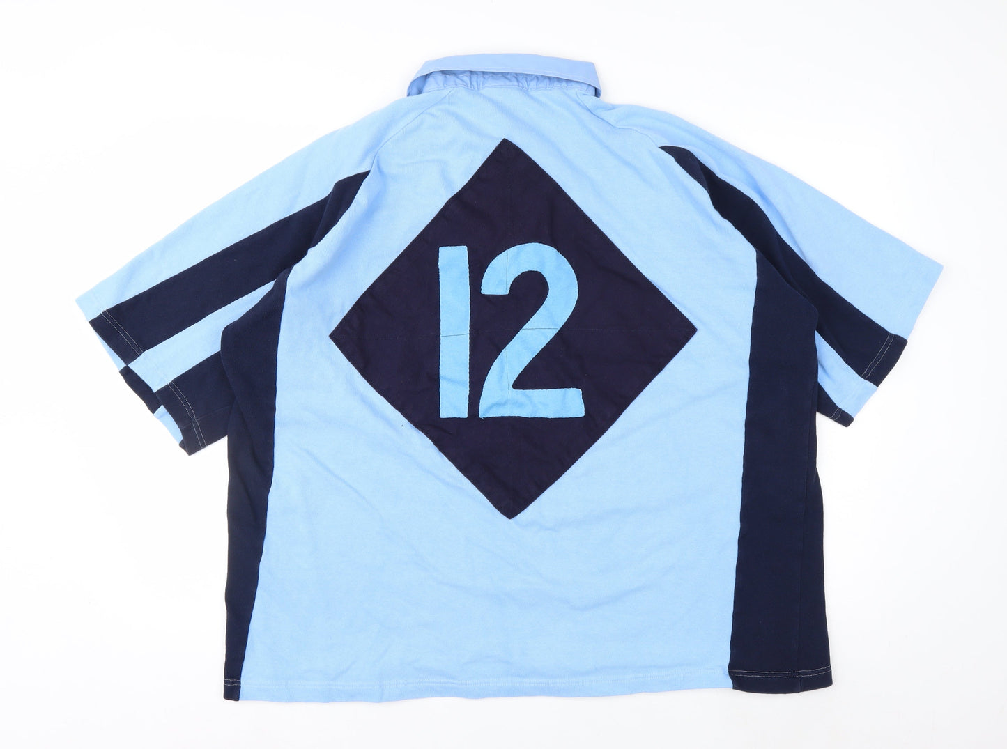 KooGa Men's Blue Colourblock Rugby Polo Shirt XL