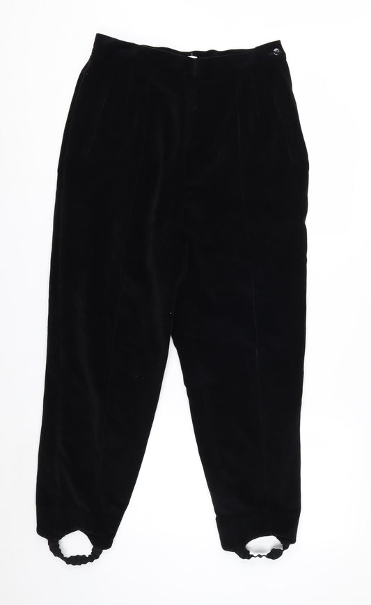 Liz Claiborne Women Black Velvet Stirrup Trousers Size 12 Classic Fit