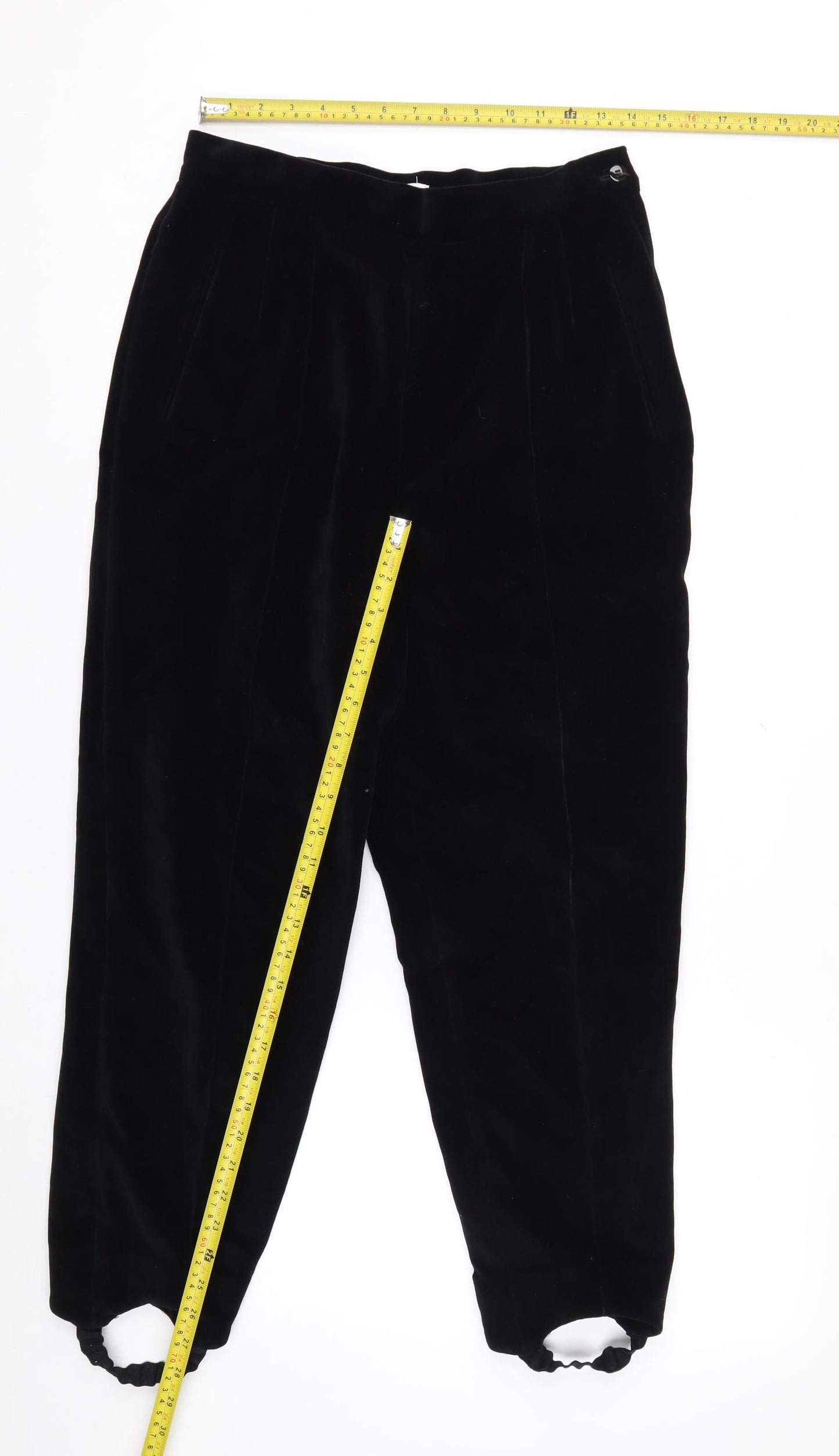 Liz Claiborne Women Black Velvet Stirrup Trousers Size 12 Classic Fit