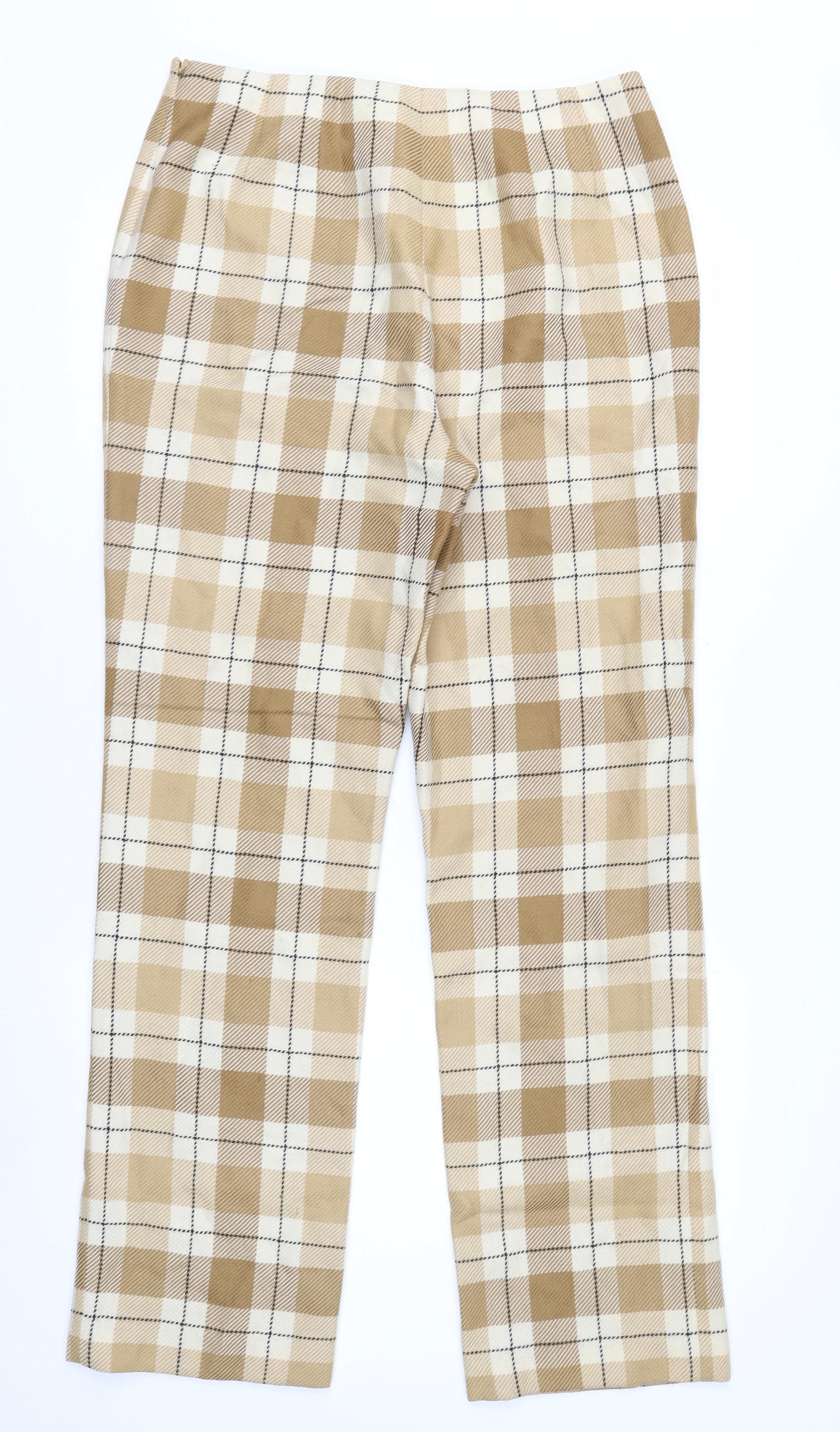 Dana Buchman Women’s Beige Plaid Wool Straight Leg Trousers Size 10