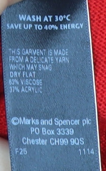 Marks and Spencer Women Red Short Sleeve Open Knit Cardigan Size 14