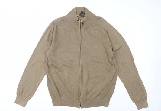 Timberland Men’s Beige Cotton Full Zip Jumper XL Regular Fit