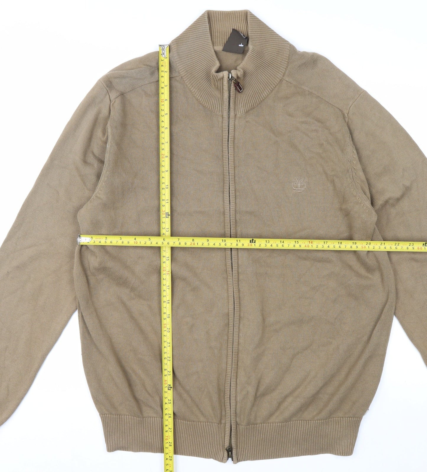 Timberland Men’s Beige Cotton Full Zip Jumper XL Regular Fit