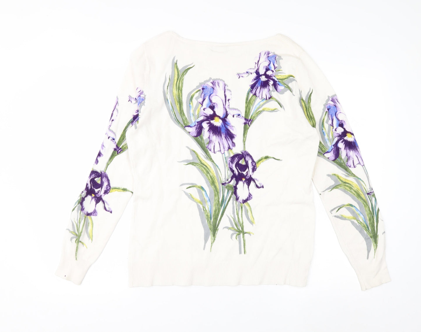 M&Co Women’s Ivory Floral Long Sleeve Pullover Jumper Size 16