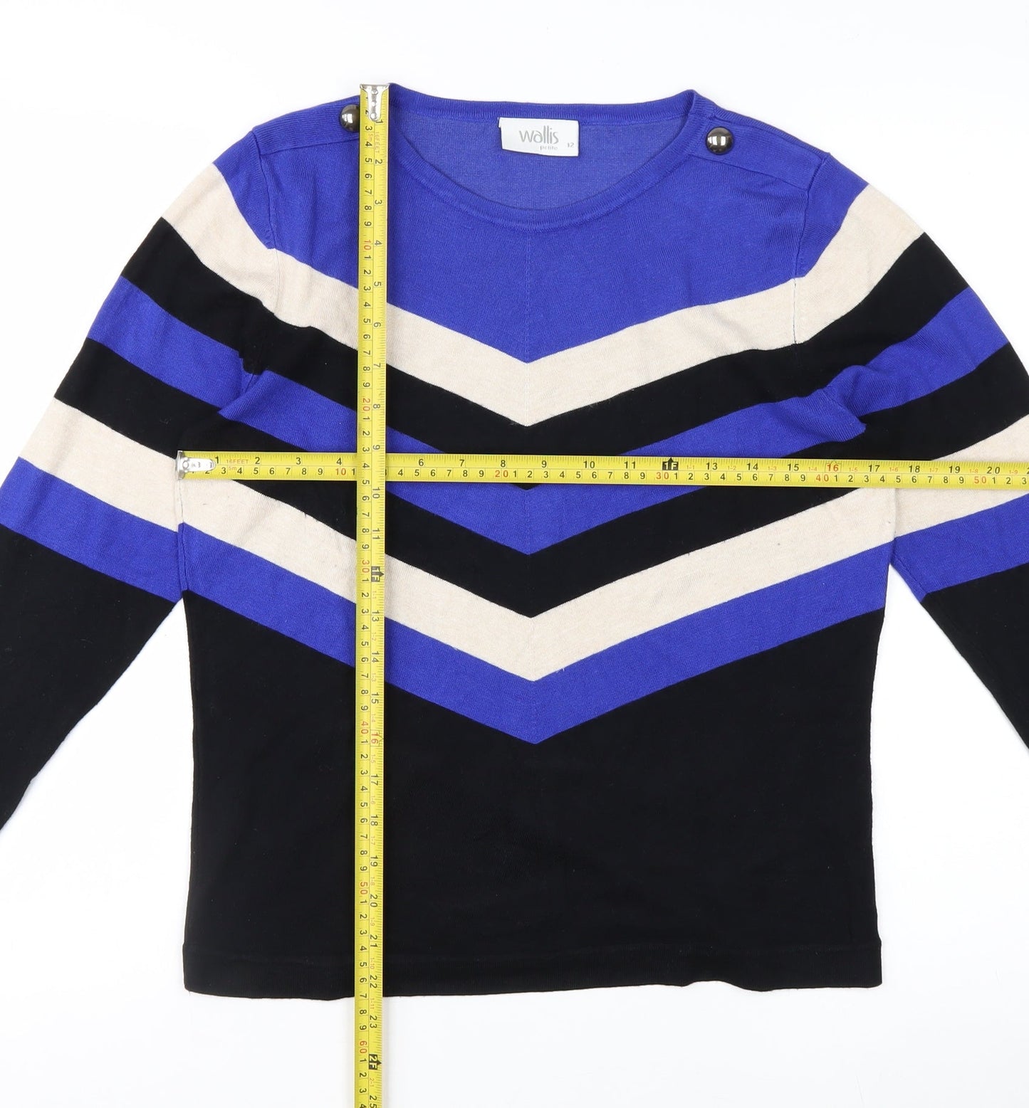 Wallis Women Blue Striped Long Sleeve Pullover Jumper Size 12