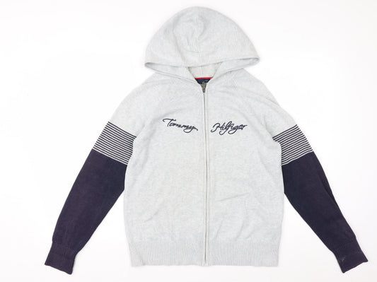 Tommy Hilfiger Womens Grey Full Zip Hoodie Size M Cotton