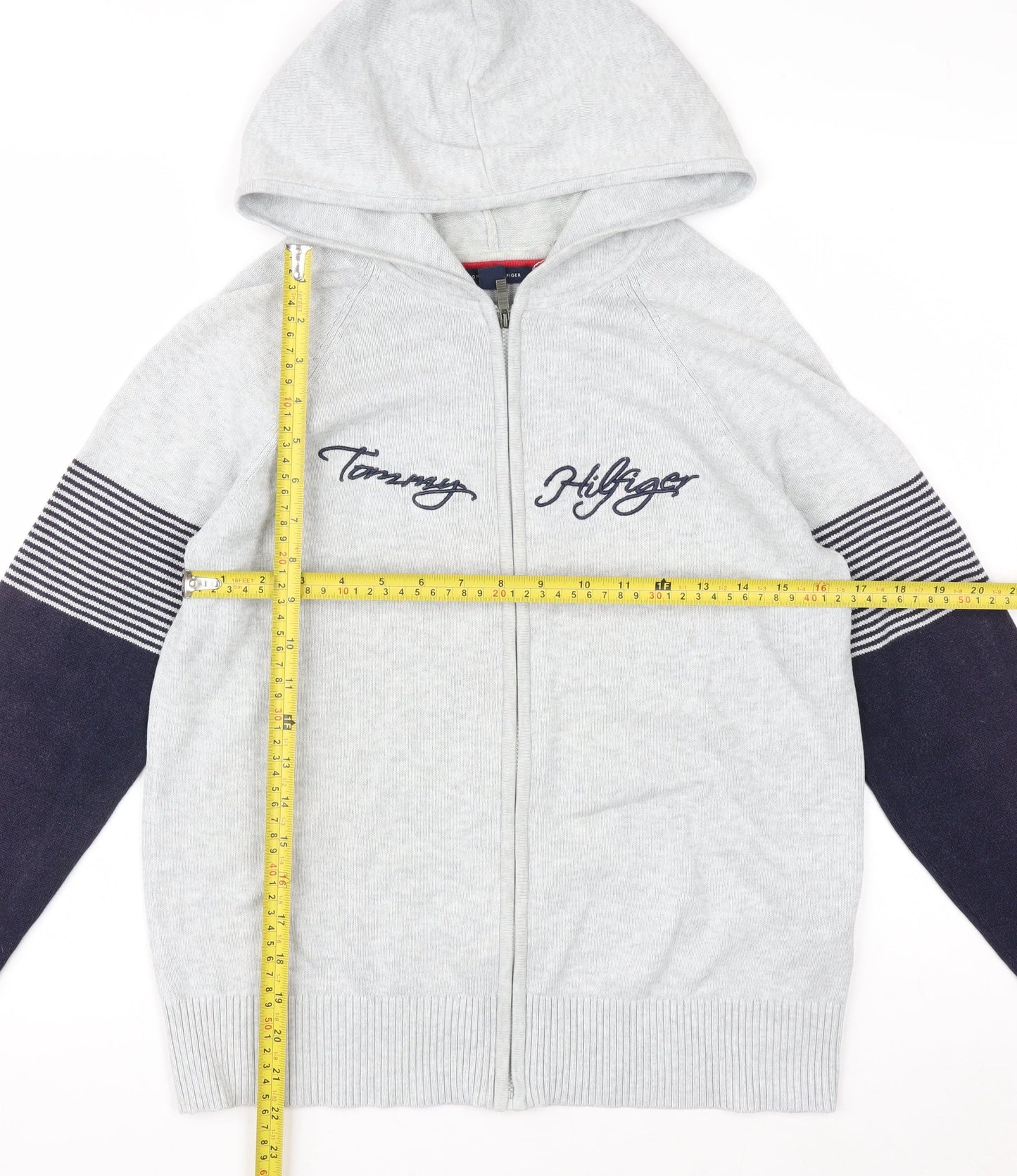 Tommy Hilfiger Womens Grey Full Zip Hoodie Size M Cotton
